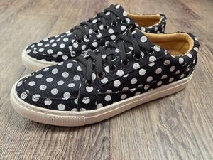 Boutique by Corky's Puzzle Black + White/Silver Polka Dot Sneakers Shoes 9